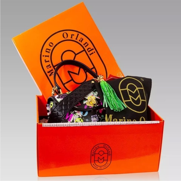 Marino Orlandi Designer Italian Monogram Murakami Leather Top Handle Purse Bag - Picture 8 of 8